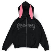 Rhinestone zip-up bunny hoodie